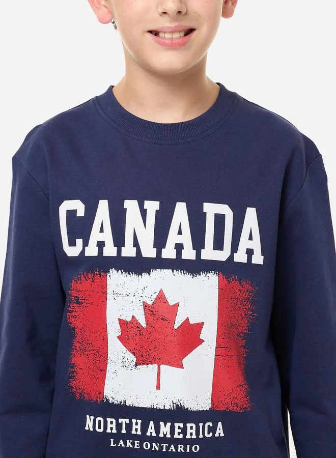 victor and jane Canada Graphic Print Round Neck Sweatshirt by Styli