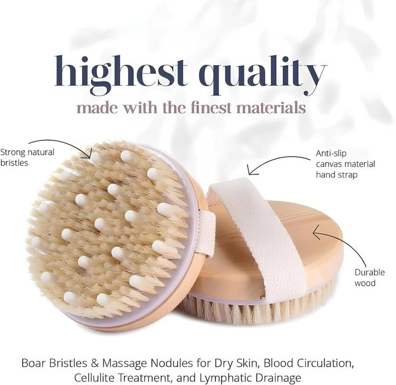OffyBird Wooden Shower Brush with Massaging Nodes - Dry & Wet Body Brush for Gentle Skin Exfoliation, Lymphatic Support, Blood Circulation, Cellulite Reduction Perfect Spa Tool for Women & Men - Image 4