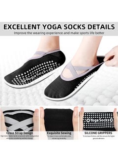 ShebSheb 3 Pairs Yoga Grip Socks For Women，Pilates Anti Slip Socks Non Slip Socks For Pilates,Yoga, Ballet, Dance  - Image 2