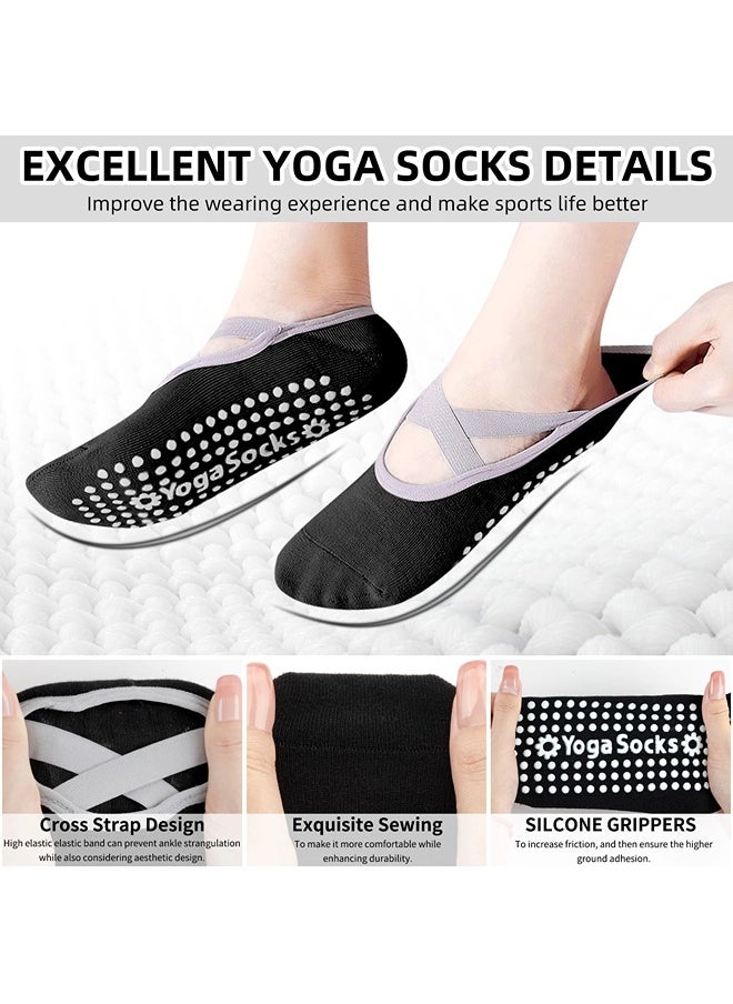 ShebSheb 3 Pairs Yoga Grip Socks For Women，Pilates Anti Slip Socks Non Slip Socks For Pilates,Yoga, Ballet, Dance  - Image 2
