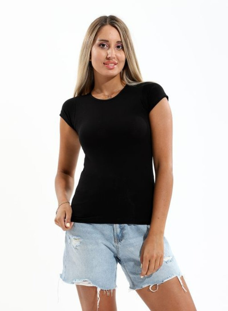 Cottonil Women's Cotton Body Top 3-Pack, Short Sleeve Basic Undershirts in Basic Colors, Regular Fit, Casual Style for Daily Wear - Image 2