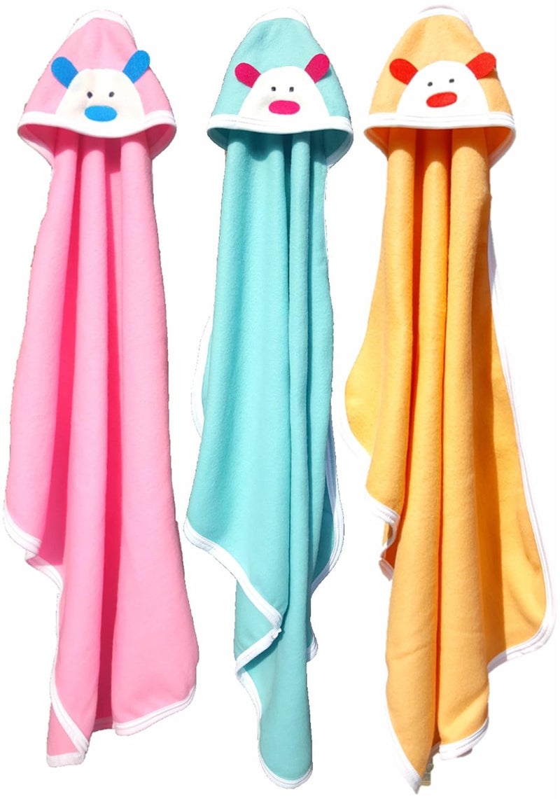 BRANDONN Newborn Original 3PCS.. Big Size (36 X 27) Cute Baby Blankets for Babies (C-Green, Peach, Pink; Pack of 3) - Image 1