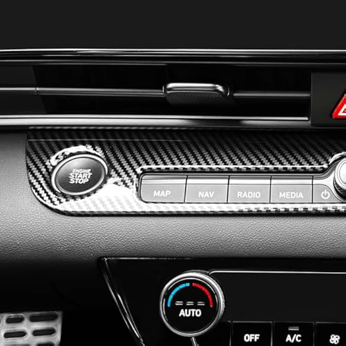 JUIVEEL Carbon Fiber Style One Piece Car Start Stop Button Cover Car Interior Accessories Compatible With Hyundai Elantra Cn7 N Line - Image 5