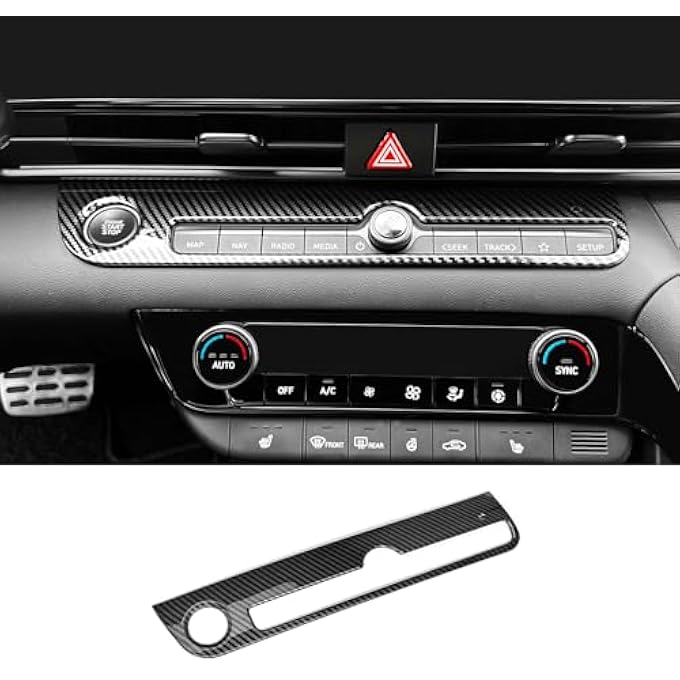 JUIVEEL Carbon Fiber Style One Piece Car Start Stop Button Cover Car Interior Accessories Compatible With Hyundai Elantra Cn7 N Line - Image 1
