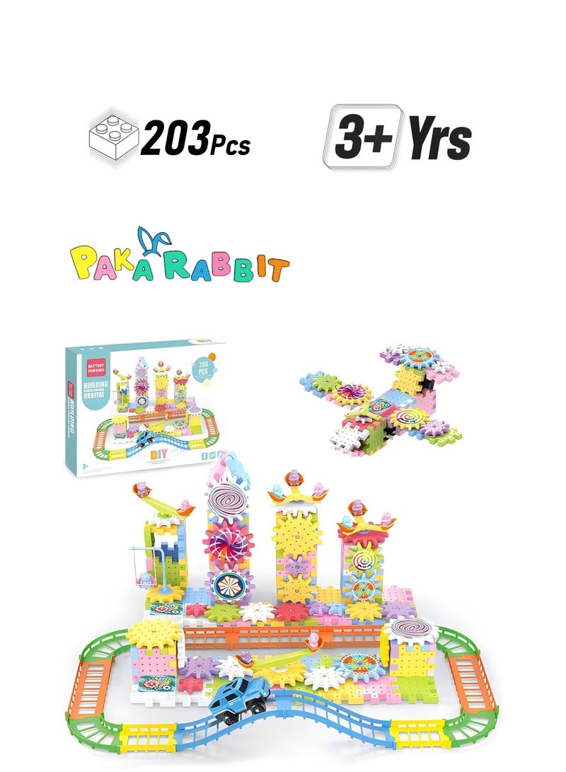 Paka Rabbit 203PCS Electric Gear Building Block Toys,DIY Building Block Toy Set,Deluxe Building Set, STEM Construction Toy Set,Interactive Preschool Learning Toys for Kids - Image 1