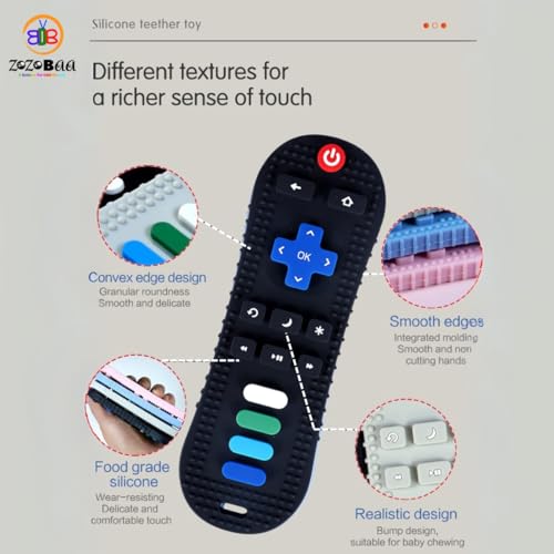 ZoZoBaa TV Remote Soft Silicone Teether for Baby Gums, Teething Toy for Babies, BPA Free, Pain-Relief, Non-Toxic, 100% Food Grade, Soothing & Smooth Edges Easy to Grasp Chewable -Black (Pack of 1) - Image 5