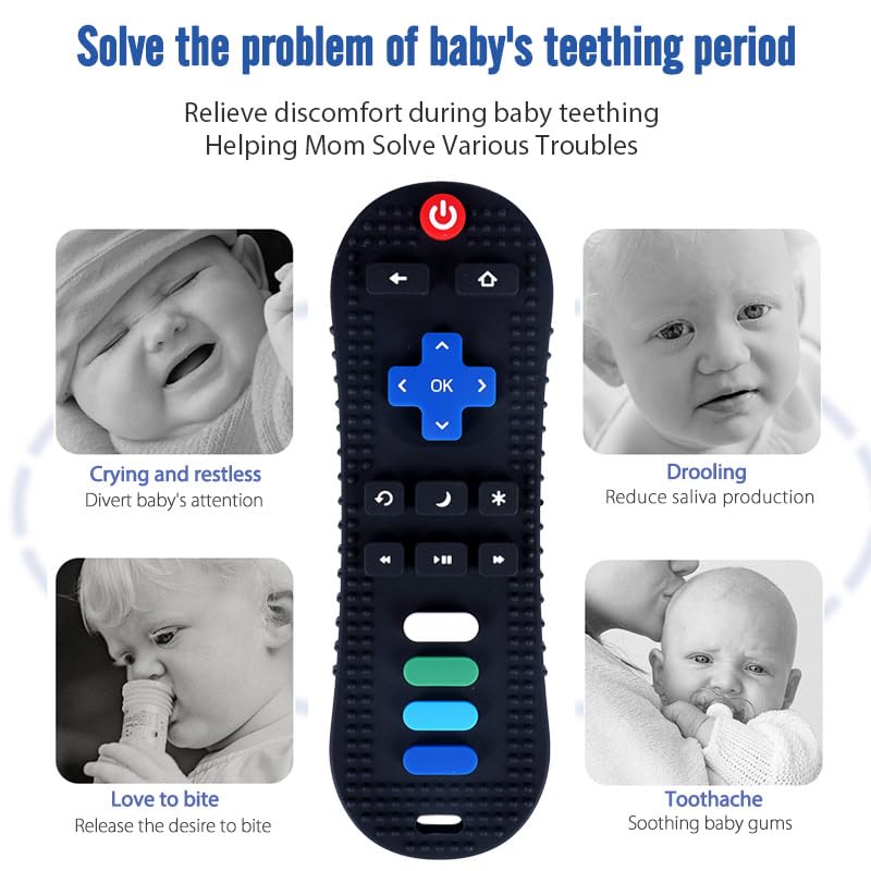ZoZoBaa TV Remote Soft Silicone Teether for Baby Gums, Teething Toy for Babies, BPA Free, Pain-Relief, Non-Toxic, 100% Food Grade, Soothing & Smooth Edges Easy to Grasp Chewable -Black (Pack of 1) - Image 3