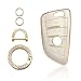KEVWR Soft TPU Key Fob Cover Case Shell Protector Car Key With Bling Keychain For Accessories Key Cover Compatible With BMW 2 5 6 7 Series X1 X2 X3 X5 X6 White - Image 2
