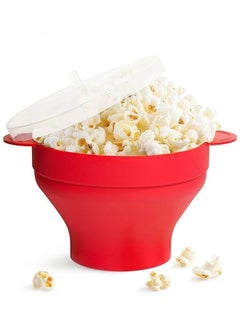 MIXDE Microwave Popcorn Popper,Popcorn Popper With Handles And Lid,Silicone Popcorn Maker,Collapsible Popcorn Bowl BPA Free And Dishwasher Safe  - Image 1
