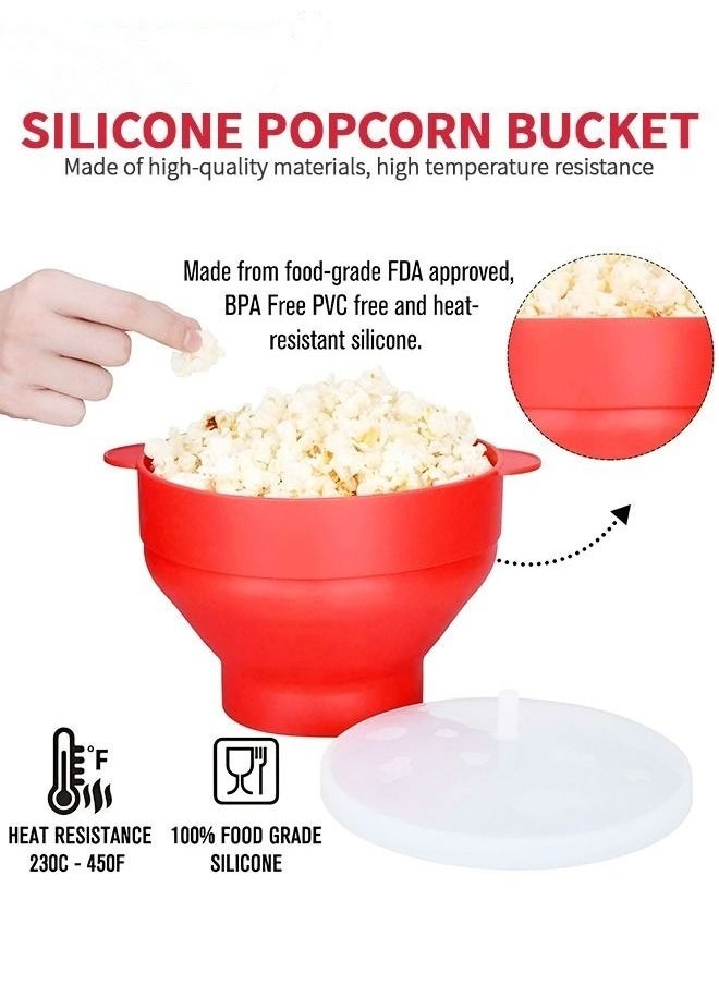 Microwave Popcorn Popper,Popcorn Popper With Handles And Lid,Silicone Popcorn Maker,Collapsible Popcorn Bowl BPA Free And Dishwasher Safe