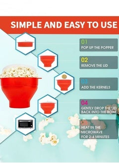 MIXDE Microwave Popcorn Popper,Popcorn Popper With Handles And Lid,Silicone Popcorn Maker,Collapsible Popcorn Bowl BPA Free And Dishwasher Safe  - Image 3