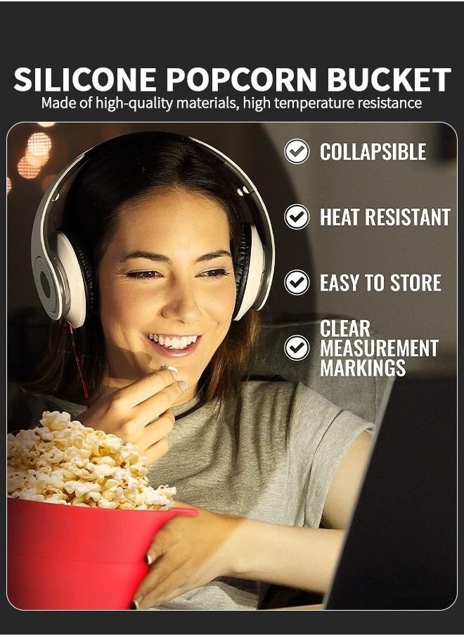 Microwave Popcorn Popper,Popcorn Popper With Handles And Lid,Silicone Popcorn Maker,Collapsible Popcorn Bowl BPA Free And Dishwasher Safe