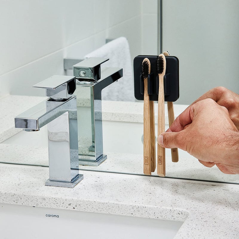 TOOLETRIES The George Toothbrush Holder - Silicone Toiletry Organizer, Shower & Bathroom Accessory - Features Silicone-Grip Technology, Removable & Reusable - Charcoal - Image 2
