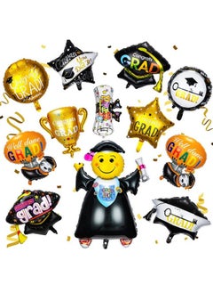12 Pieces 2023 Graduation Foil Aluminum Balloons Graduation Party Balloons Graduation Party Decorations Graduation Balloons Doctoral Hat Shape Grad Balloon Round Graduation Balloons For School