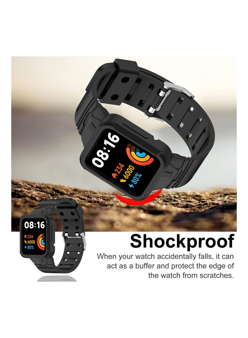 SYOSI Silicone Strap, Fit for Redmi Watch 2 Lite Silicone Strap, Compatible with Redmi watch 2/Redmi Watch 2 Lite with TPU Bumper Case, Sports Adjustable Replacement Band with Protective Case Wristband - Image 2