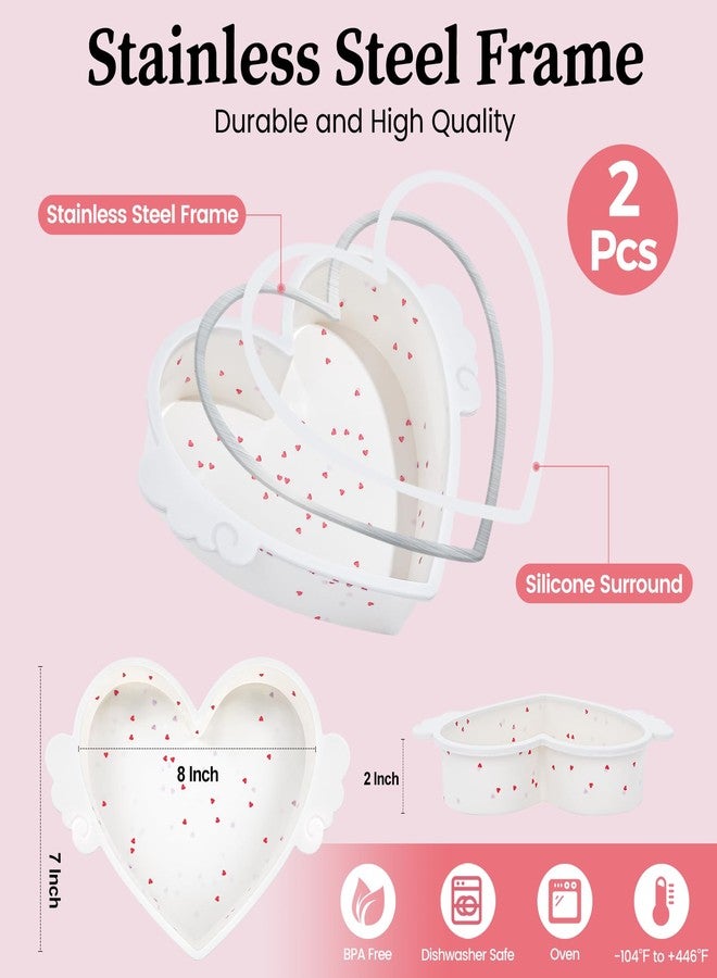 SJ 2P Silicone Heart Shaped Cake Pans with Metal Reinforced Frame, 8 Inch Nonstick Cake Pan, BPA Free Silicone Heart Cake Baking Mold for Oven Dishwasher Safe - Image 3