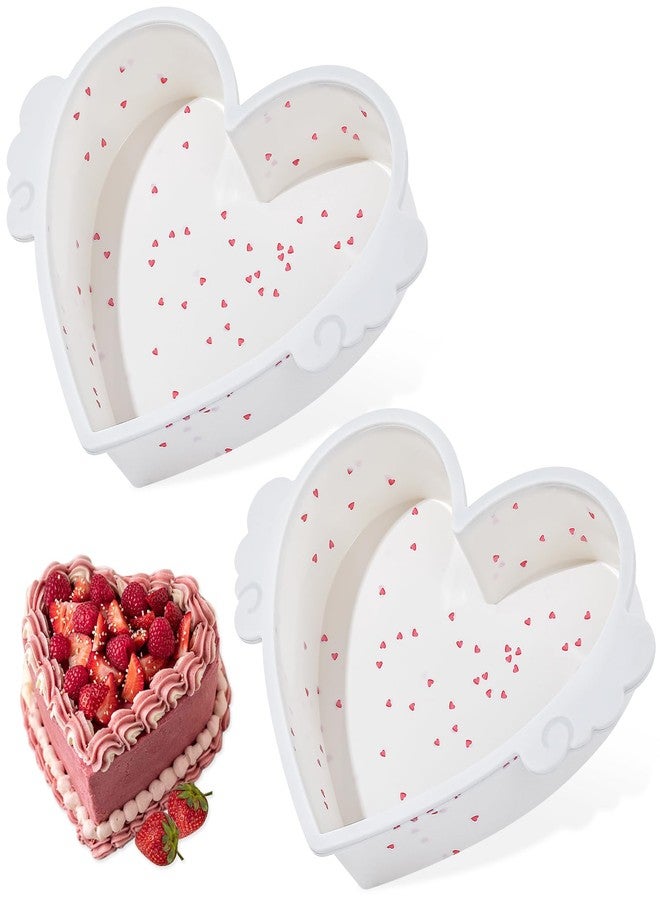 SJ 2P Silicone Heart Shaped Cake Pans with Metal Reinforced Frame, 8 Inch Nonstick Cake Pan, BPA Free Silicone Heart Cake Baking Mold for Oven Dishwasher Safe - Image 1