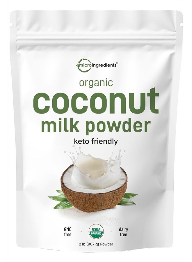Micro Ingredients مسحوق حليب جوز الهند العضوي، 2 باوند (32 أونصة)، كريمر نباتي، مثالي للقهوة، الشاي والسموذي، غير معدل وراثيًا وصديق للكيتو - Image 1
