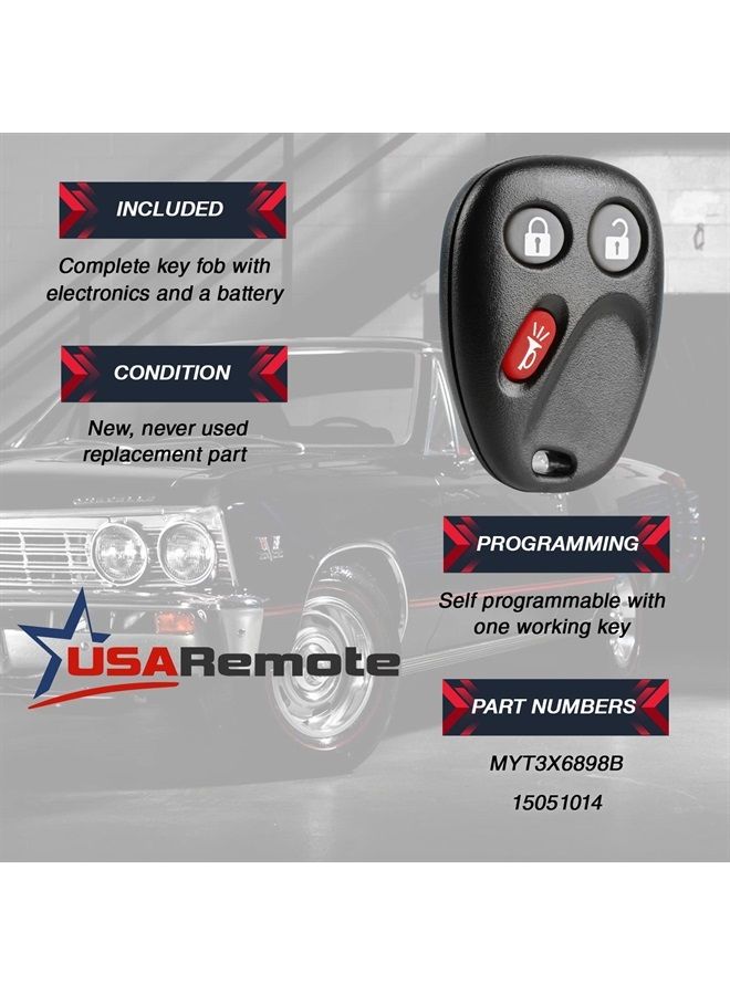 USARemote Car Key Fob Keyless Entry Remote with Ignition Key fits Chevy Trailblazer/Buick Rainier/GMC Envoy/Isuzu Ascender/Oldsmobile Bravada/Saab 9-7x (15008008) - Image 1