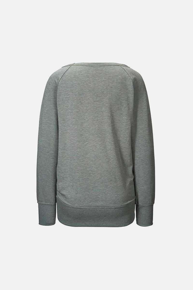 Tchibo Women Regular Fit Round Neck Plain Yoga Sweatshirt, Grey  - Image 3