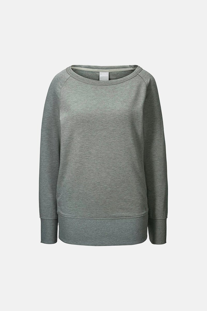 Tchibo Women Regular Fit Round Neck Plain Yoga Sweatshirt, Grey  - Image 2
