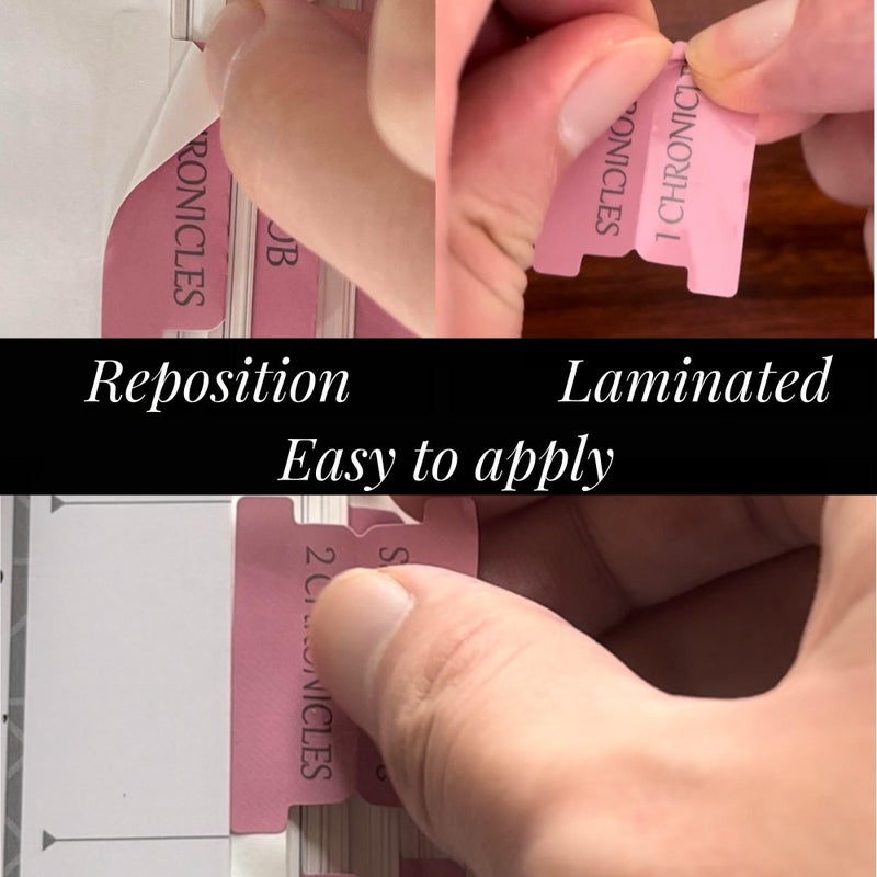Thinkor Reposition Laminated Bible Tabs, Large Print Pink Stickers, Easy to Read & Apply Bible Tabs for Women and Man - Image 3