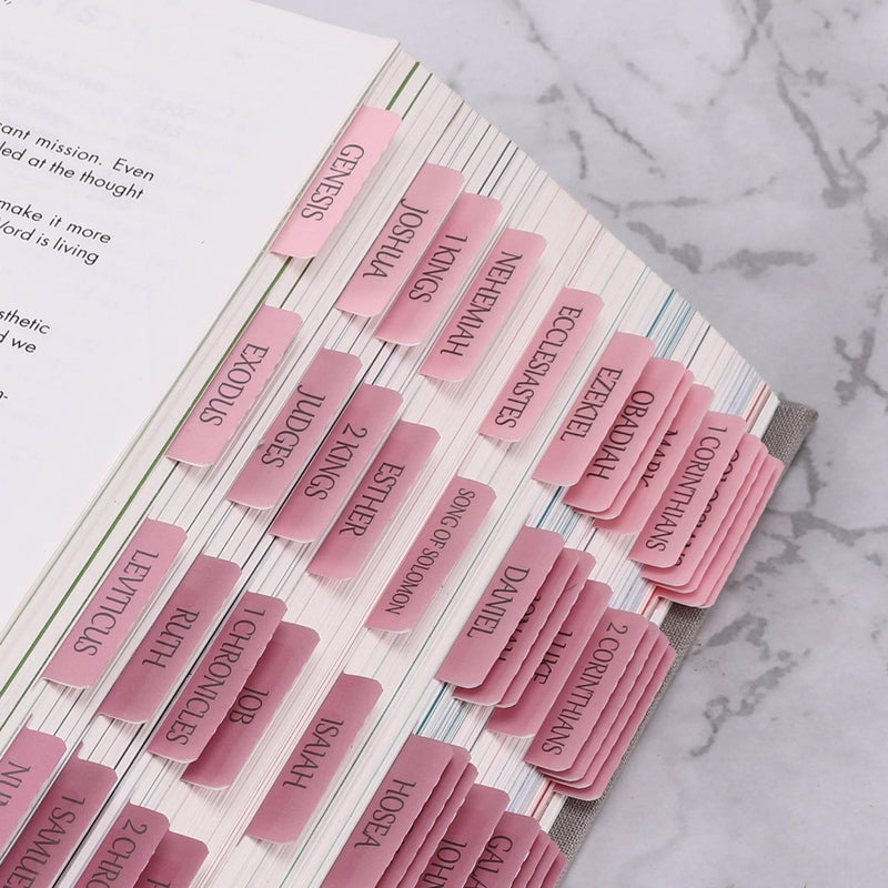 Thinkor Reposition Laminated Bible Tabs, Large Print Pink Stickers, Easy to Read & Apply Bible Tabs for Women and Man - Image 4