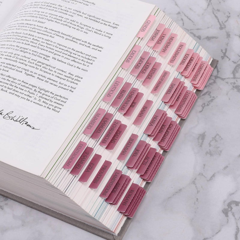 Thinkor Reposition Laminated Bible Tabs, Large Print Pink Stickers, Easy to Read & Apply Bible Tabs for Women and Man - Image 2