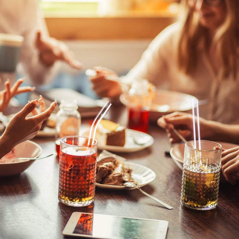 Antner 12 Pack Reusable Glass Straw  8.5 "" X 10Mm Straight Clear Glass Drinking Straws For Hot & Cold Drinks  2 Cleaning Brushes Included - Image 3