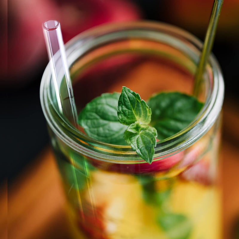 Antner 12 Pack Reusable Glass Straw  8.5 "" X 10Mm Straight Clear Glass Drinking Straws For Hot & Cold Drinks  2 Cleaning Brushes Included - Image 4