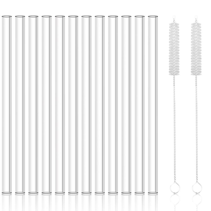 Antner 12 Pack Reusable Glass Straw  8.5 "" X 10Mm Straight Clear Glass Drinking Straws For Hot & Cold Drinks  2 Cleaning Brushes Included - Image 1