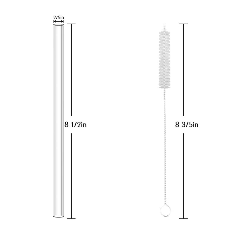 Antner 12 Pack Reusable Glass Straw  8.5 "" X 10Mm Straight Clear Glass Drinking Straws For Hot & Cold Drinks  2 Cleaning Brushes Included - Image 2