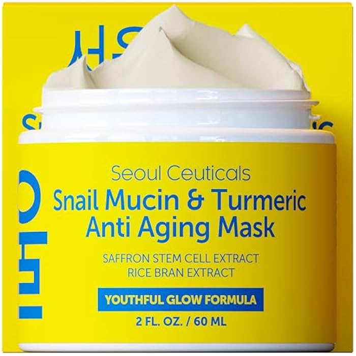 SeoulCeuticals Korean Face Mask Skin Care - Snail Mucin Turmeric Mask for Face – Cruelty Free K Beauty Anti Aging Face Mask for Healthy, Youthful Glow 2oz - Image 1