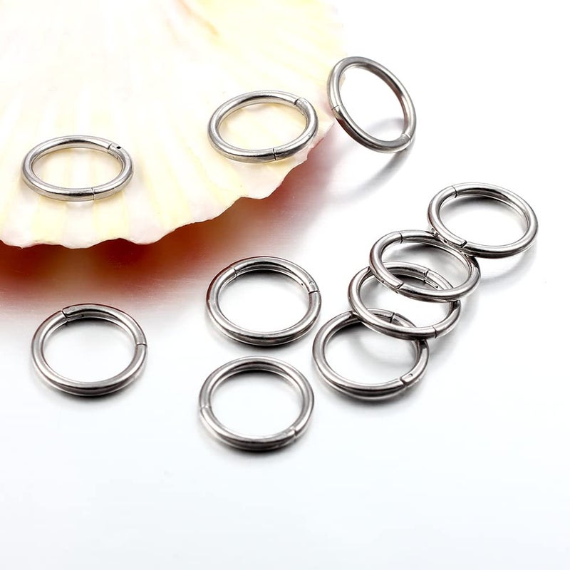 Earblity 10 PCS 16g*0g Silver Ear Gauges Ear Rings Stacks Ear Plugs Tunnels Hypoallergenic 316L Stainless Steel Nose Nipple Lip Body Piercing Jewelry - Image 5