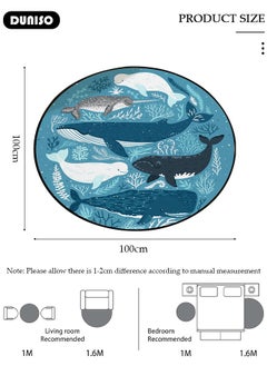 DUNISO Cartoon Round Kids Rug, Animals Non Slip Super Soft Plush Area Rug for Kids Room Playroom Nursery Bedroom, Educational Washable Circular Floor Mat for Home Room Decorative  - Image 4