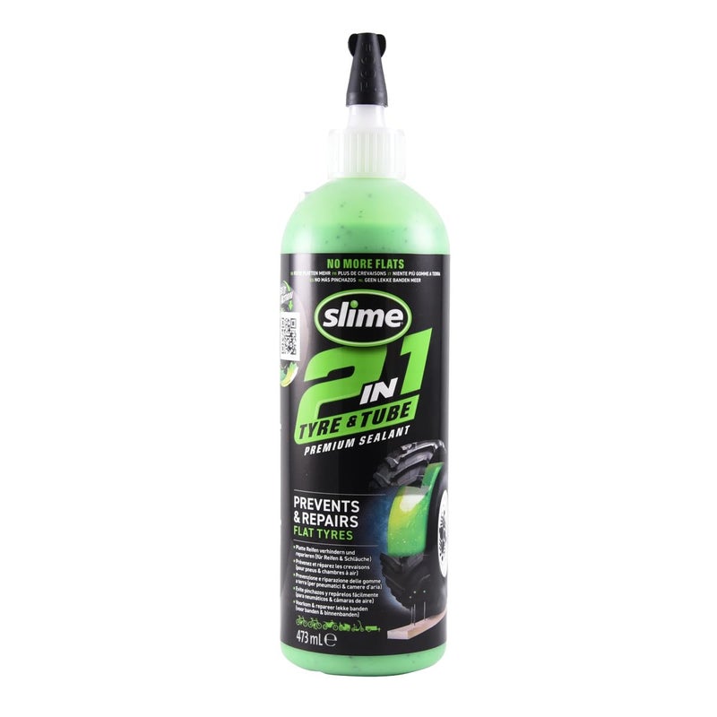 Slime 10193 Tire and Tube Sealant Puncture Repair Sealant, 2-in-1, Premium, Prevent and Repair, Suitable for Non-Highway Tires and Tubes, Non-Toxic, Eco-Friendly, 16oz Bottle - Image 1