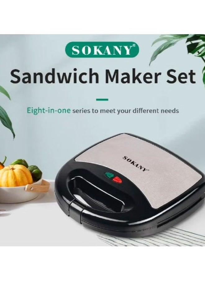 sokany - 6 In 1 Sandwich Maker Set 800W Waffle Maker Non Stick Plate Double Side Heating Fried Steak 220-240VC Donut Maker 140 - Image 1