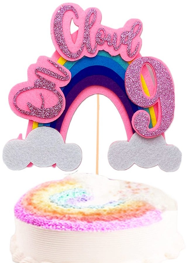 BEOXAGAR On Cloud 9 Cake Topper - 9th Birthday Party Decor, Cake Topper for Girls - Image 1