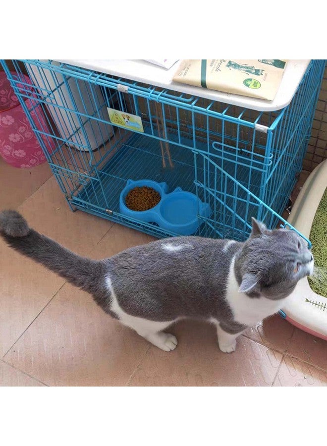 Non-Slip, Non-Toxic Pet Feeding Plastic Cat Face Shaped Double Bowl Food & Water Feeder 2-In-1 Bowl For Dogs, Puppies, Cats & Kittens (Color May Vary) - Image 5