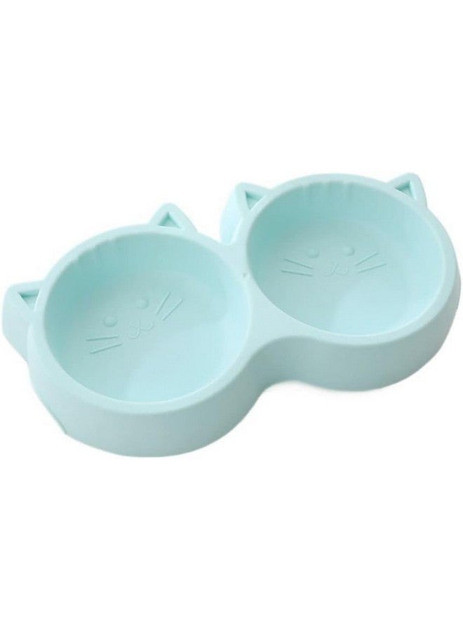 Non-Slip, Non-Toxic Pet Feeding Plastic Cat Face Shaped Double Bowl Food & Water Feeder 2-In-1 Bowl For Dogs, Puppies, Cats & Kittens (Color May Vary) - Image 1