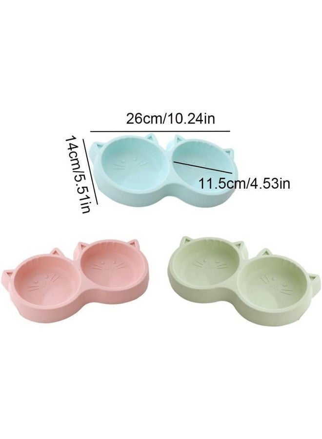Non-Slip, Non-Toxic Pet Feeding Plastic Cat Face Shaped Double Bowl Food & Water Feeder 2-In-1 Bowl For Dogs, Puppies, Cats & Kittens (Color May Vary) - Image 2