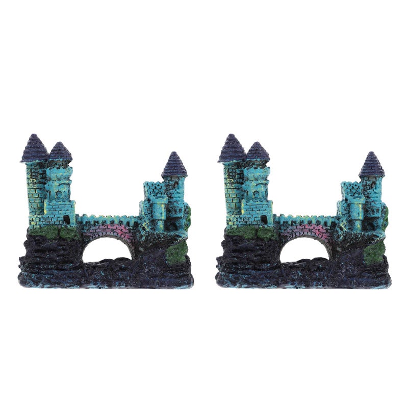 2pcs Resin Castle Aquariums Ornament Villa Shape Hiding Cave Rockery Shelter Landscaping Habitat for Fish - Image 5