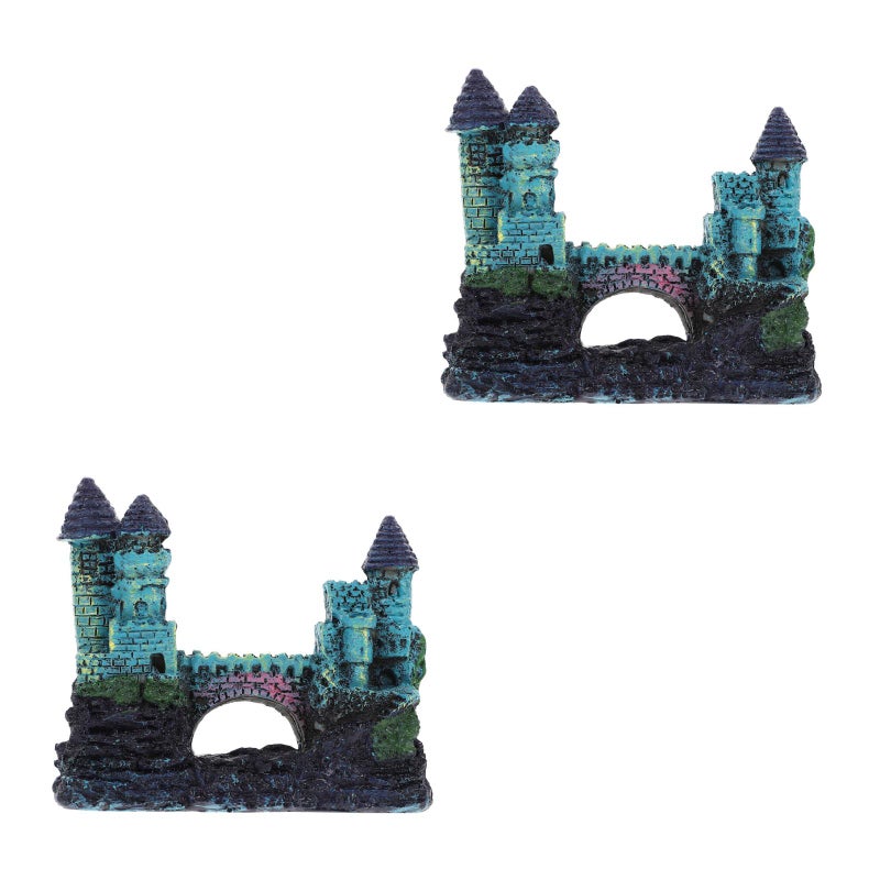 2pcs Resin Castle Aquariums Ornament Villa Shape Hiding Cave Rockery Shelter Landscaping Habitat for Fish - Image 4
