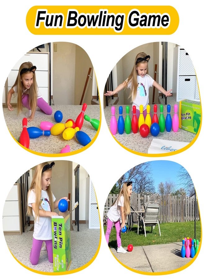 Liberry Kids Bowling Set, 10 Plastic Toy Bowling Pins & 2 Balls, Toddler Indoor Outdoor Sports Games, Educational Birthday Gifts for Boys Girls Ages 2 3 4 5 (Multicolor) - Image 2