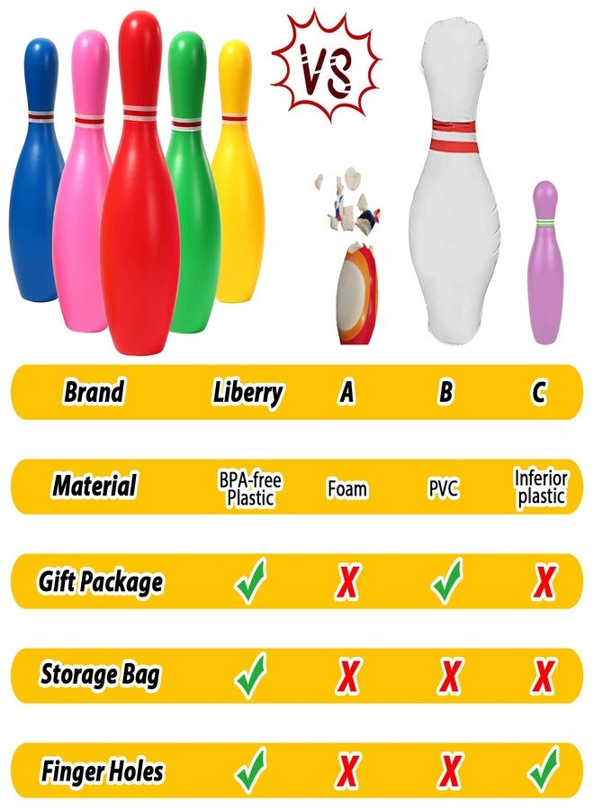 Liberry Kids Bowling Set, 10 Plastic Toy Bowling Pins & 2 Balls, Toddler Indoor Outdoor Sports Games, Educational Birthday Gifts for Boys Girls Ages 2 3 4 5 (Multicolor) - Image 4