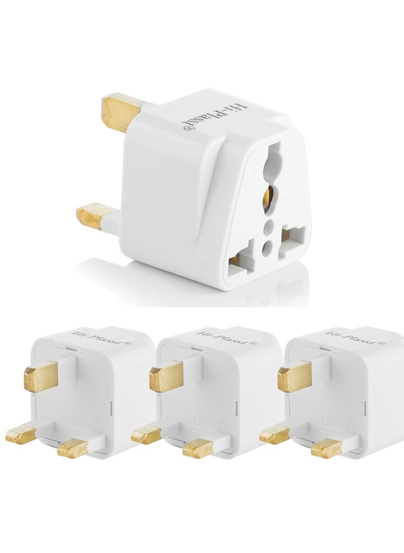 HI PLASST PINS N PLUGS HiPlasst India to UK Adapter TypeG Plug 4pcs Pack UK Converter for Indian Plugs Devices Dubai Singapore Malaysia Travel Plug Adapter with Universal Socket White  - Image 1