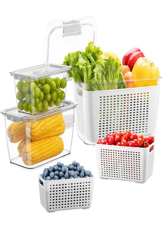 LUXEAR Fresh Container, 3PACK Produce Saver Container BPA Free Fridge Organizer for Vegetable Fruit and Salad Partitioned Food Storage Container with Vents Stay Fresh Containers Not Dishwashers Safe - Image 1