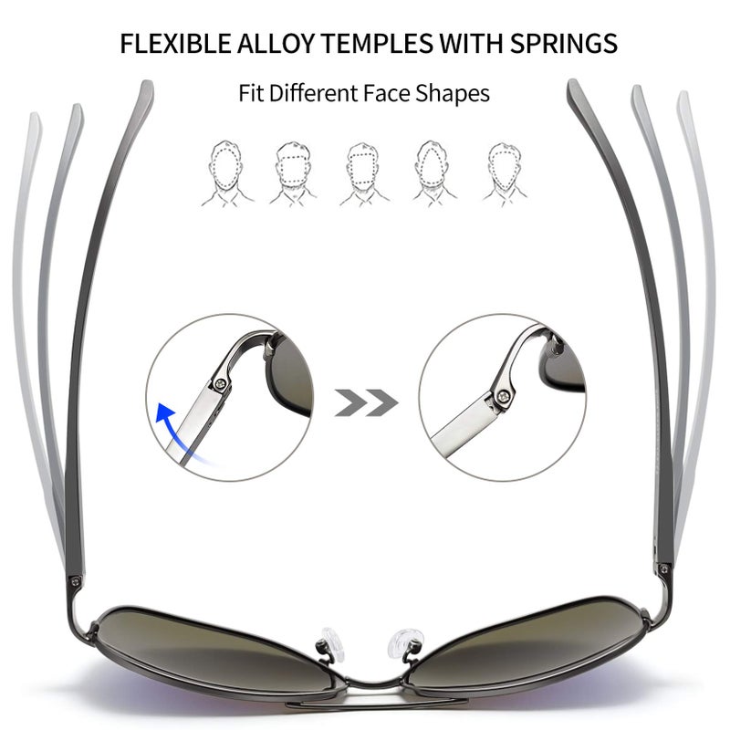 Joopin Polarized Rectangle Sunglasses For Men  Mirror Metal Sun Glasses Driving Uv Protection  Blue Shades For Men Spring Hinge - Image 3