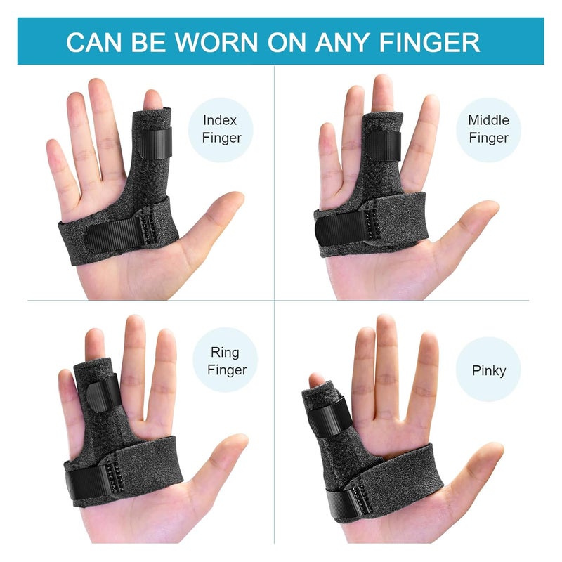 Sumifun Finger Brace, Trigger Finger Splint for Index Middle Ring Pinky Finger Arthritis Pain, Tendon Injury, Broken Mallet Finger Stabilizer Supports for Dislocated Knuckle Immobilizer Wrap,Black - Image 2
