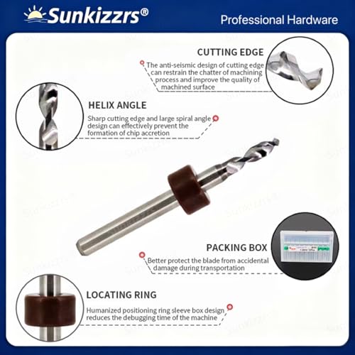 Sunkizzrs® 10-Pcs Tungsten Steel Carbide Micro Drill Bits Set (1.1mm-2mm) — 3mm Shank Precision PCB Drill Bits for Print Circuit Board/Amber/Resin/Beeswax/Dremel/Jewelry/CNC Punching Engraving - Image 3
